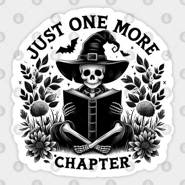 "Just One More Chapter" Skeleton Reading Sticker by FlawlessSeams